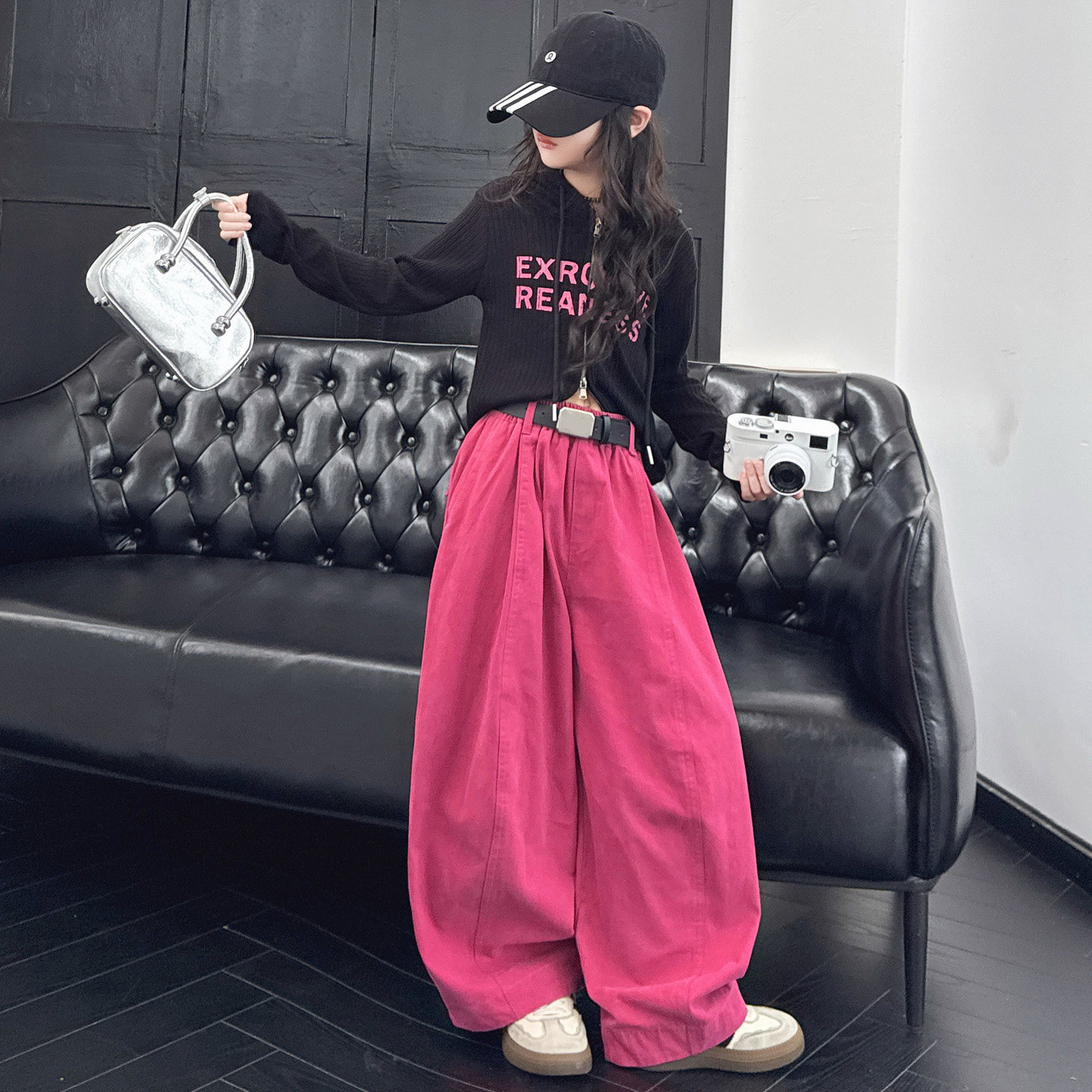 早秋中大童女童爵士舞纯棉练功服多巴胺拉链帽衫打底休闲萝卜裤潮,淘宝优惠券,粉丝福利购,淘宝优惠卷