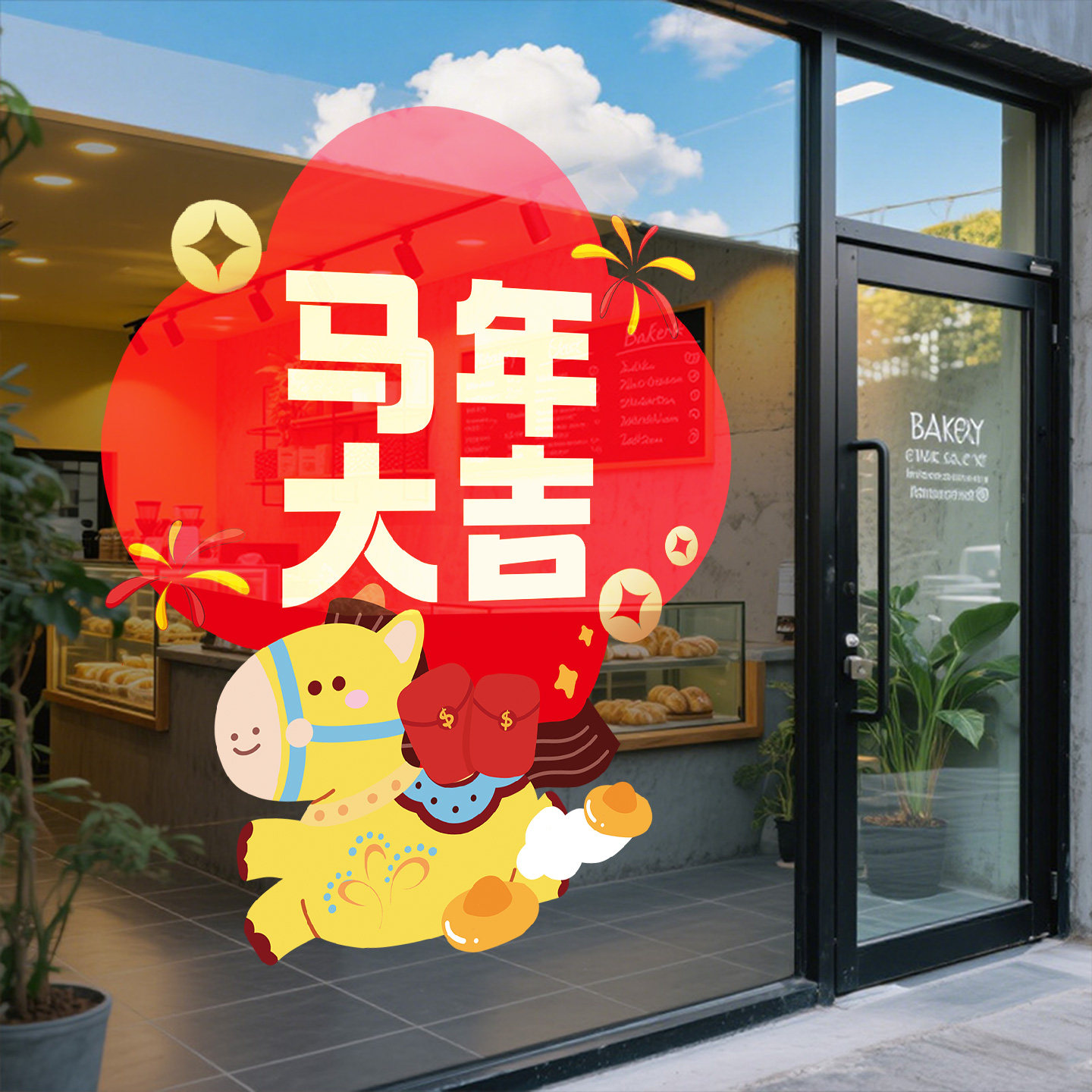 新年装饰玻璃门贴纸2026新款可爱卡通静电贴马年窗花春节过年窗贴,淘宝优惠券,粉丝福利购,淘宝优惠卷