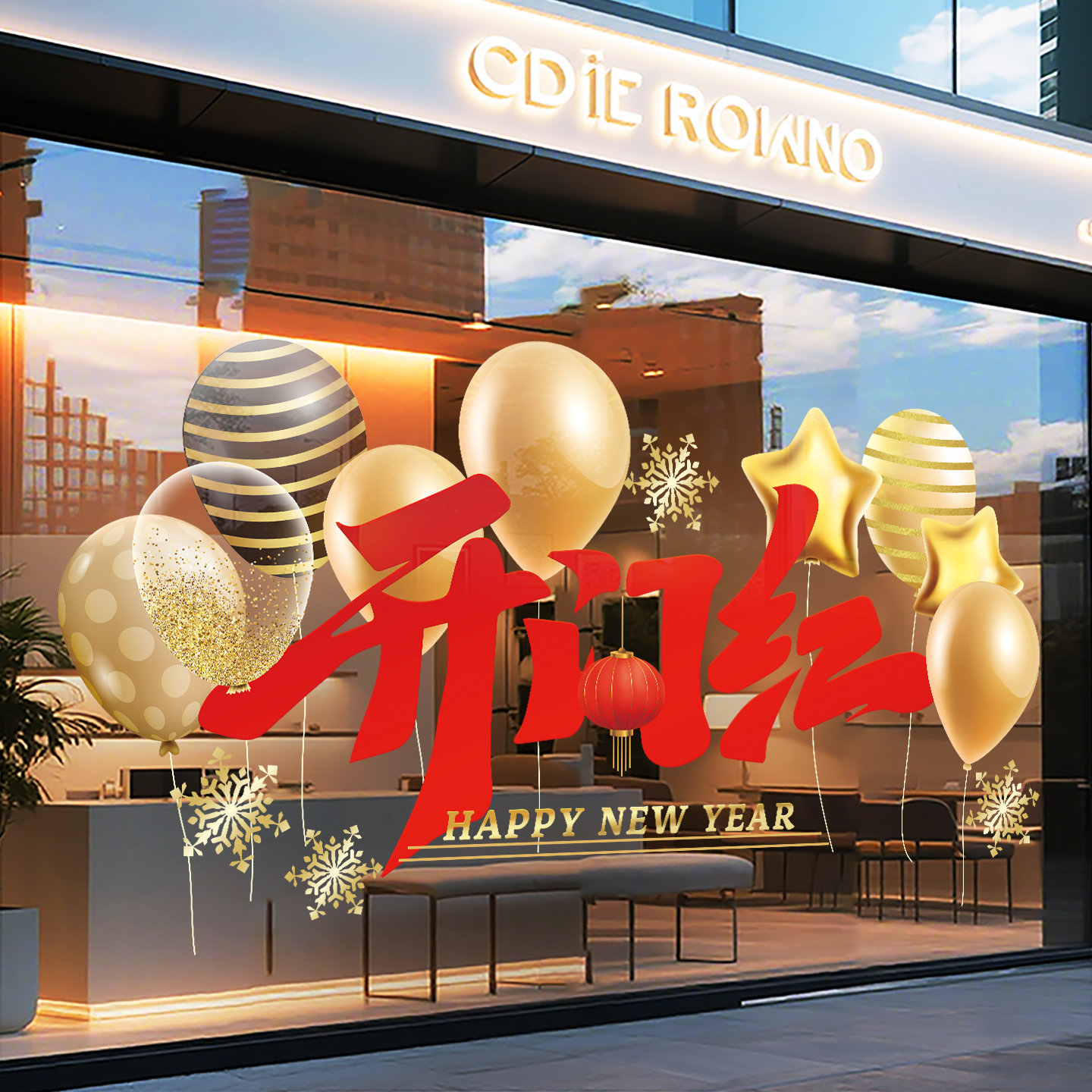 2026新年快乐春节贴纸玻璃门贴马年商场银行物业氛围布置装饰窗花,淘宝优惠券,粉丝福利购,淘宝优惠卷