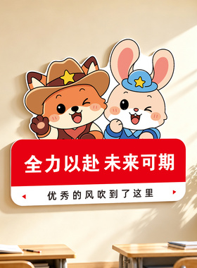 我在三班很努力班级文化墙贴