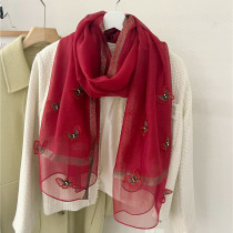 New ~ ladies scarves mulberry silk wool scarves slim with shawl fashion handmade nails butterfly winter live