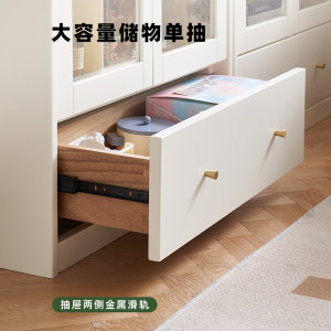 原始原素全实木儿童书柜现代简约奶油风桦木白色组合储物柜M8171