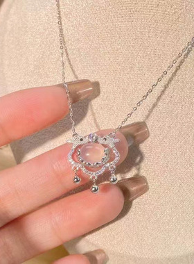 精致如意平安锁纯精美链女2023新款轻奢小众颈链设计感高级锁骨链