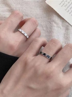 鸢尾花情侣戒指小众设计感学生版不掉色高颜值男女对戒异地恋礼物