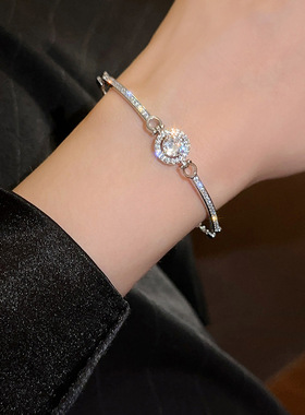 新款女超闪锆石满钻手链女轻奢精致手环高级感时尚半镯半链手饰品