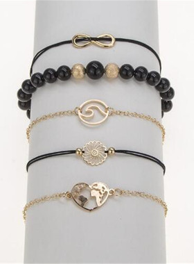 欧美风镂空黑色心形手链