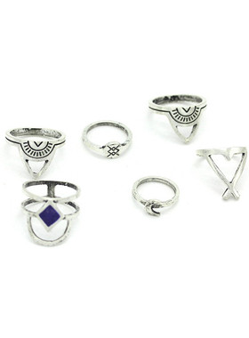 欧美风百搭滴油几何月亮关节戒指