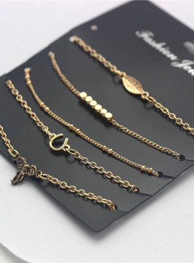 韩版时尚风树叶小象珠子手链