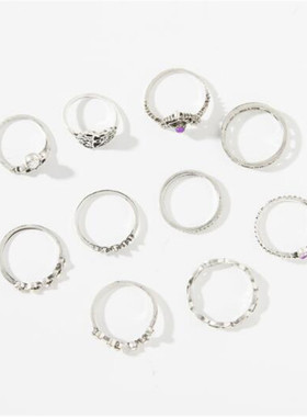 欧美风紫钻宝石镂空麻花关节戒指