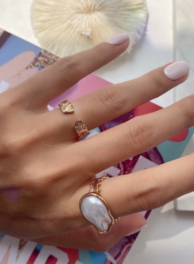 珠宝开口金色复古欧美指环戒指