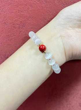 仿珍珠手链绿玛瑙仙女风手串时尚典雅8mm闺蜜情侣礼物显肤色百搭