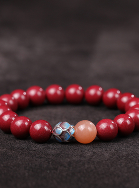 匠砂男女均可朱砂925银蓝莲花