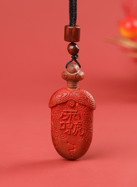 雷击木赵公明吊坠红色纯朱砂