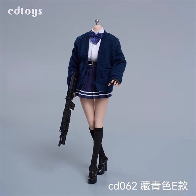 Spot cdtoys cd062 1/6 female soldier student cardigan jk skirt suit suitable for 1/6 plastic body