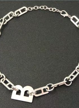 链粗链短款字母锁骨链女