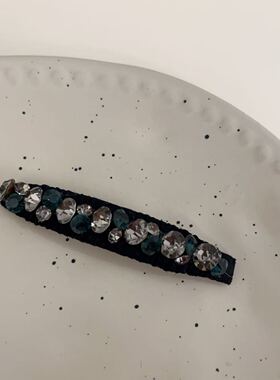 韩系超闪水钻香蕉夹双色发夹女后脑勺显发量高级感扭扭夹竖夹发饰