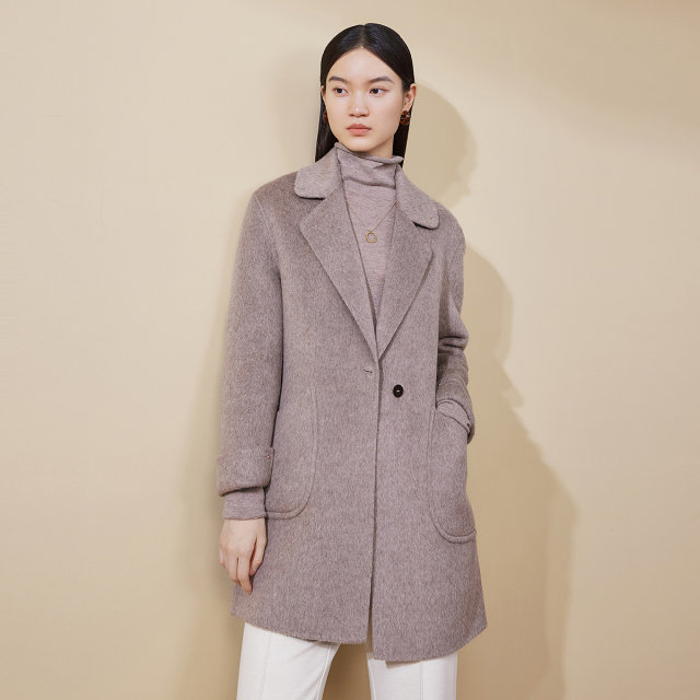 【骆驼绒】FINITY菲妮迪毛呢外套2025年冬季新款双面呢长款大衣女