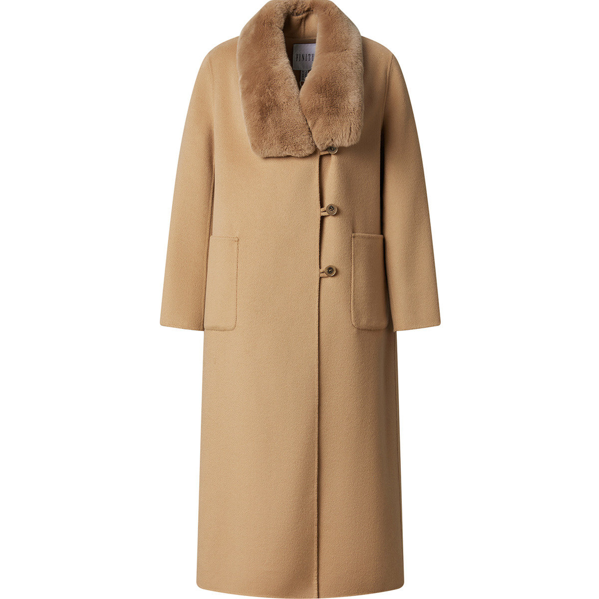 FINITY菲妮迪毛呢外套2025年冬季新款简约双面呢毛领复古大衣女士,淘宝优惠券,粉丝福利购,淘宝优惠卷