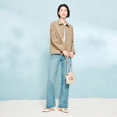 FINITY菲妮迪短外套2025秋季新款简约抽绳翻领时尚外套气质上衣女 - 图1