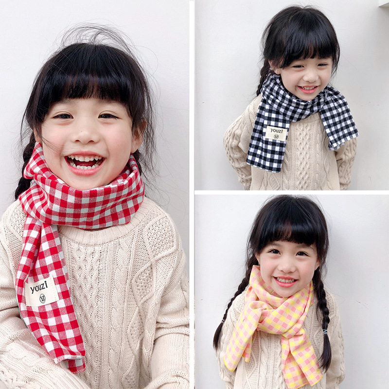 儿童格子围巾薄款男女童秋冬季纯色纱巾宝宝小孩棉纱巾围脖双面,淘宝优惠券,粉丝福利购,淘宝优惠卷