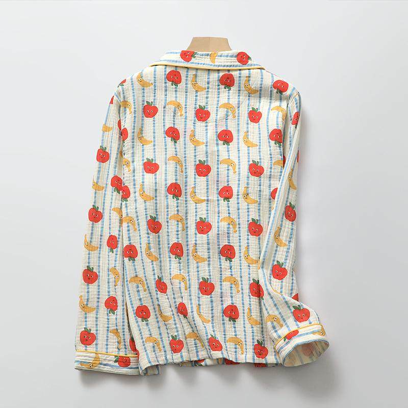 条纹卡通睡衣女学生水洗纯棉纱日系翻领长袖长裤春夏薄家居睡眠服,淘宝优惠券,粉丝福利购,淘宝优惠卷