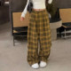 (Trendy Plaid) 2026 ຮູບແບບໃຫມ່ຂອງເກົາຫຼີແບບດ່ຽວແບບເພັດຮ້ອນ Plaid ອອກແບບ slimming wide-leg Pants Casual Pants