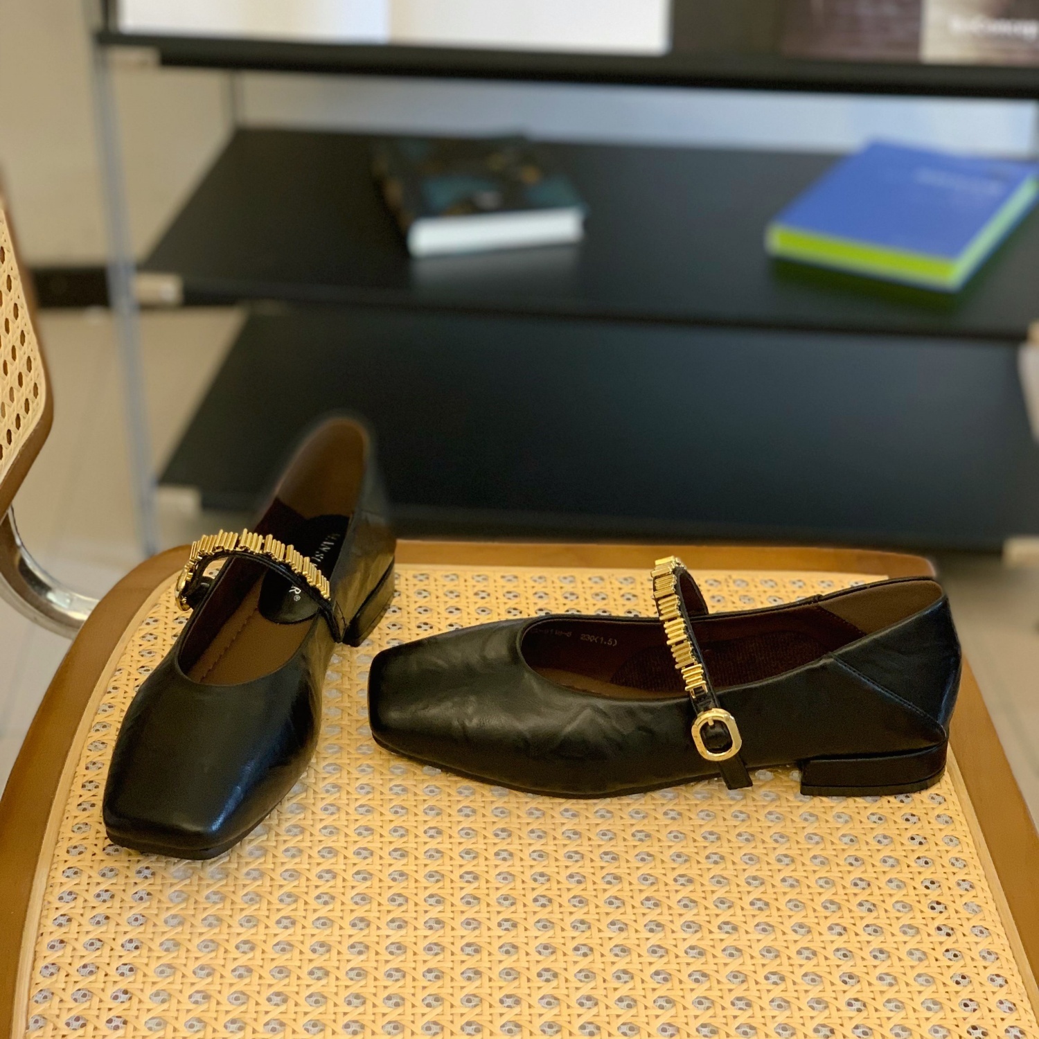 配裙子方头软底低跟玛丽珍鞋女2025秋季新款百搭舒适简约复古单鞋 - 图0