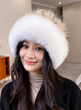冬季女款保暖护耳皮草渔夫帽