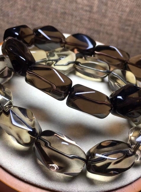 茶晶手链随形天然水晶刻面圆珠