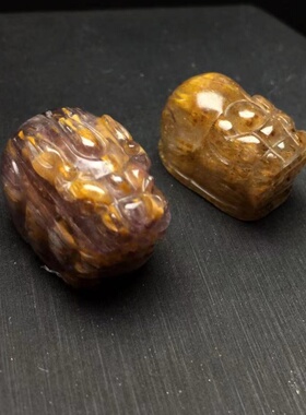 紫钛吊坠天然水晶钛晶项坠钛金牙