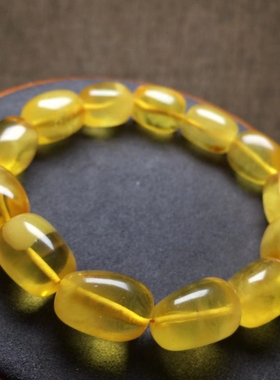 天然蜜蜡手链 金绞蜜 随形 琥珀 Amber 树脂(松脂)化石 有机宝石