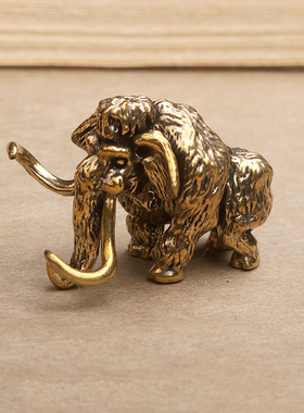 猛犸象牙实心黄铜桌面小摆件