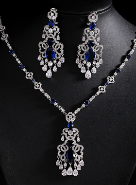 包邮欧美长款锆石套装婚纱项链