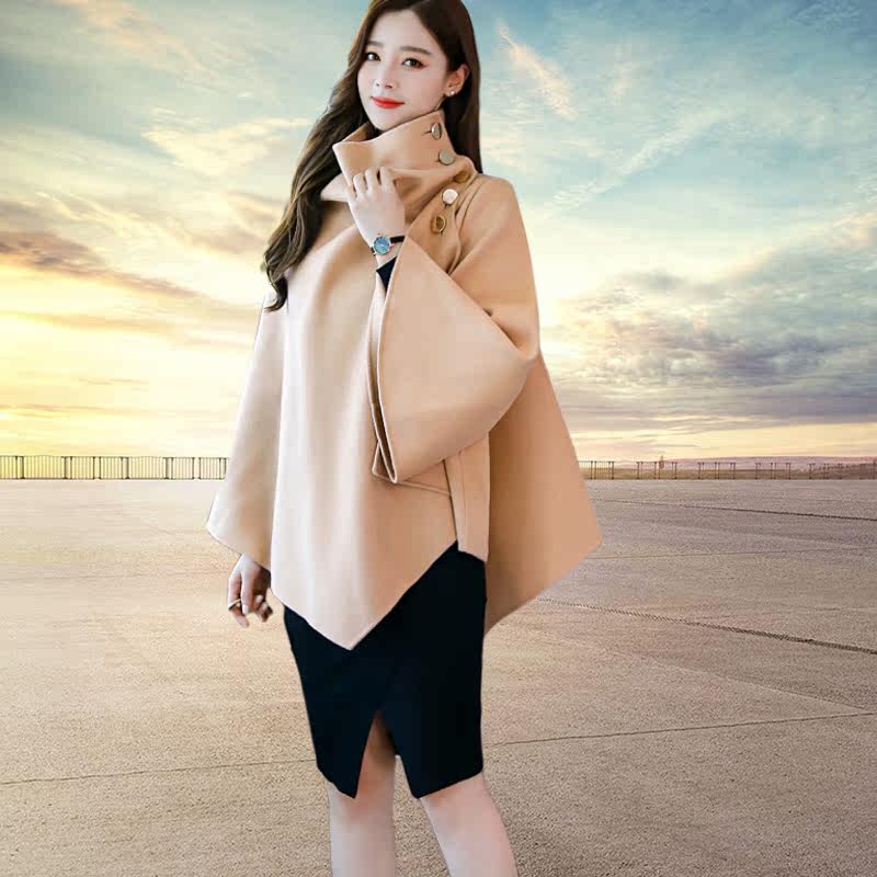 呢子披肩气质女神范2020秋冬季流行 游走色彩服饰毛呢外套