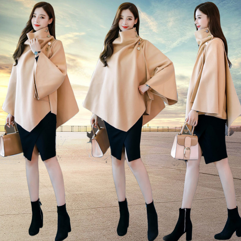 呢子披肩气质女神范2020秋冬季流行 游走色彩服饰毛呢外套