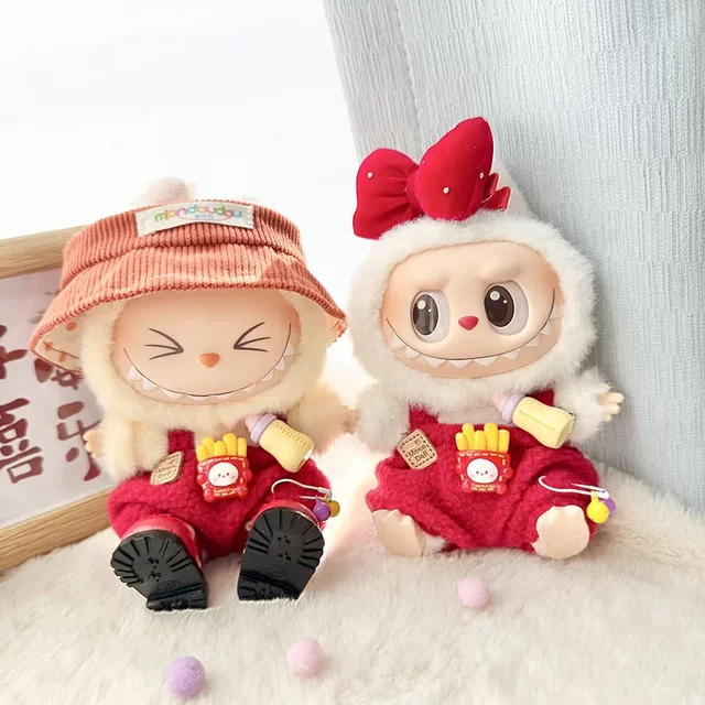 Clothes only, first and second generation keychain Labubu clothes pendant Labubu New Year baby clothes baby bottle suspender pants