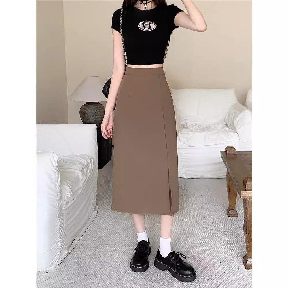 大码轻熟风开叉半身裙女夏季2025新款高腰a字裙子显瘦胖MM包臀裙,淘宝优惠券,粉丝福利购,淘宝优惠卷