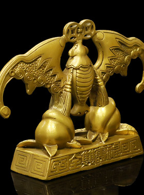 福寿双全黄铜横梁压顶摆件工艺品