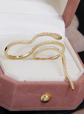 菲颜施女日韩锆石金蛇开口戒指