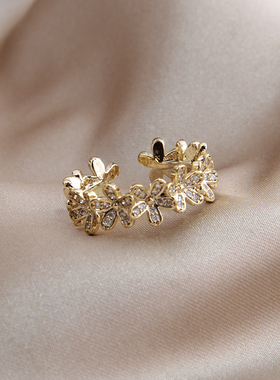 菲颜施微镶锆石花朵开口戒指
