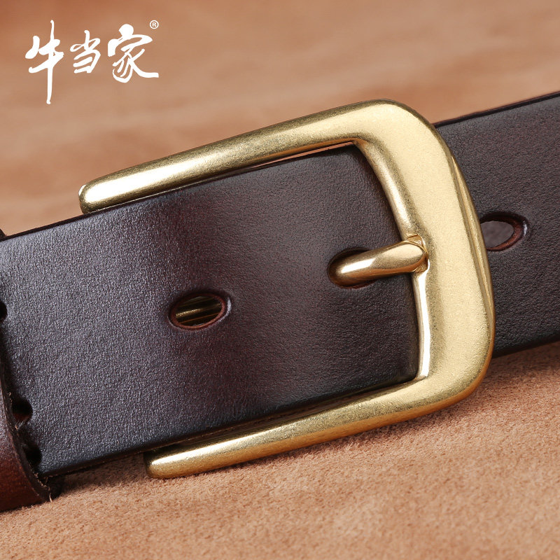 男士针扣青年头层牛皮手工牛皮腰带 牛当家腰带/皮带/腰链