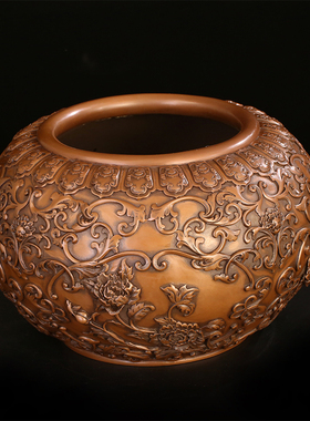 花开富贵风水招财聚宝盆铜缸