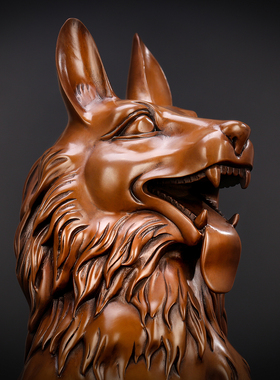 纯紫铜十二生肖德牧犬金钱狼狗