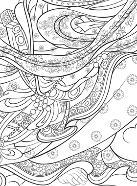 高清法海寺赴会图飞天仙女白描底稿工笔画线稿勾线线描纸质打印稿