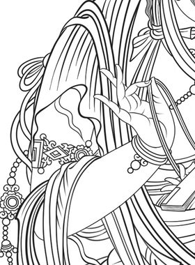 半身像敦煌榆林窟普贤菩萨白描底稿工笔佛像人物线稿线描纸质打印