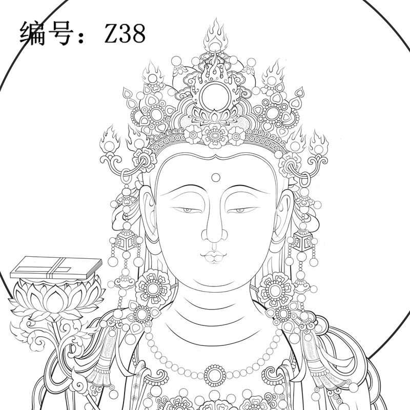 法海寺壁画普贤菩萨白描底稿佛像人物工笔画线稿线描实物打印勾线 - 图0