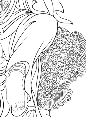 工笔画佛像人物文殊菩萨白描底稿临摹勾线线描实物纸质打印线稿