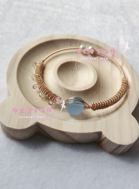 13纯手工绕线编织线圈保色水晶女恶魔之眼淡水珍珠玉石开口可调节