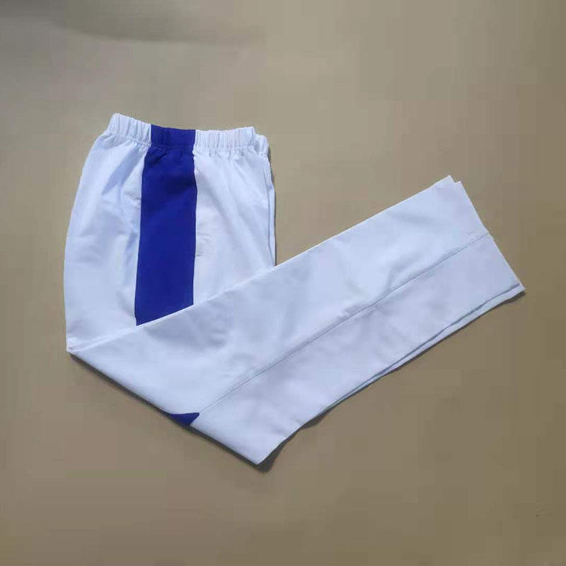 纯白色宽宝蓝箭头儿童中小学生加绒运动休闲直筒校服裤子加绒加厚 - 图1