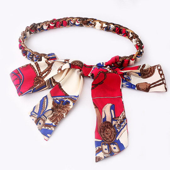 Daisy skirt jeans long silk scarf belt